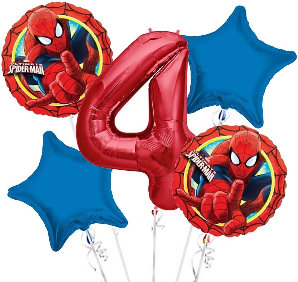 Spiderman Happy Birthday Foil Balloon Bouquet 5 pc S04 - Viva Party Balloon Collection