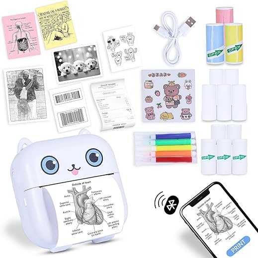 SOLOtek X15 Mini Bluetooth Thermal Printer | Portable Ink-Free Label Printer for Android & iOS | Includes 13 Rolls | 1-Year Warranty