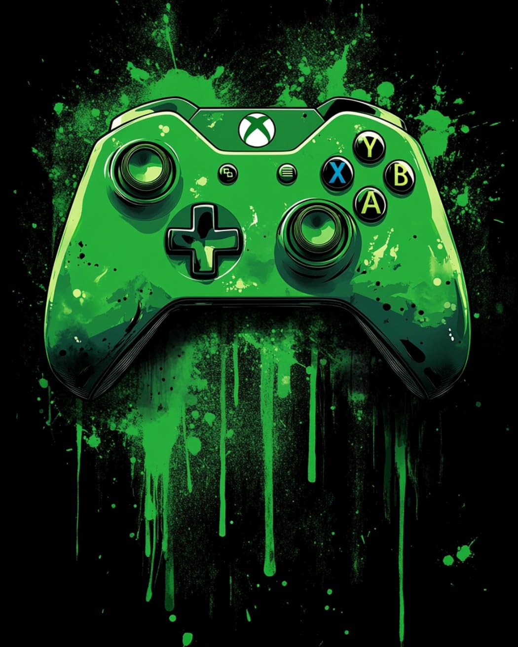 WANMIU DIY Paint by Numbers Flame Graffiti Green Game Console with Paint Brushes and Acrylic Painting Kit 16x20 Inch for Kids and Adults Beginner Gifts
