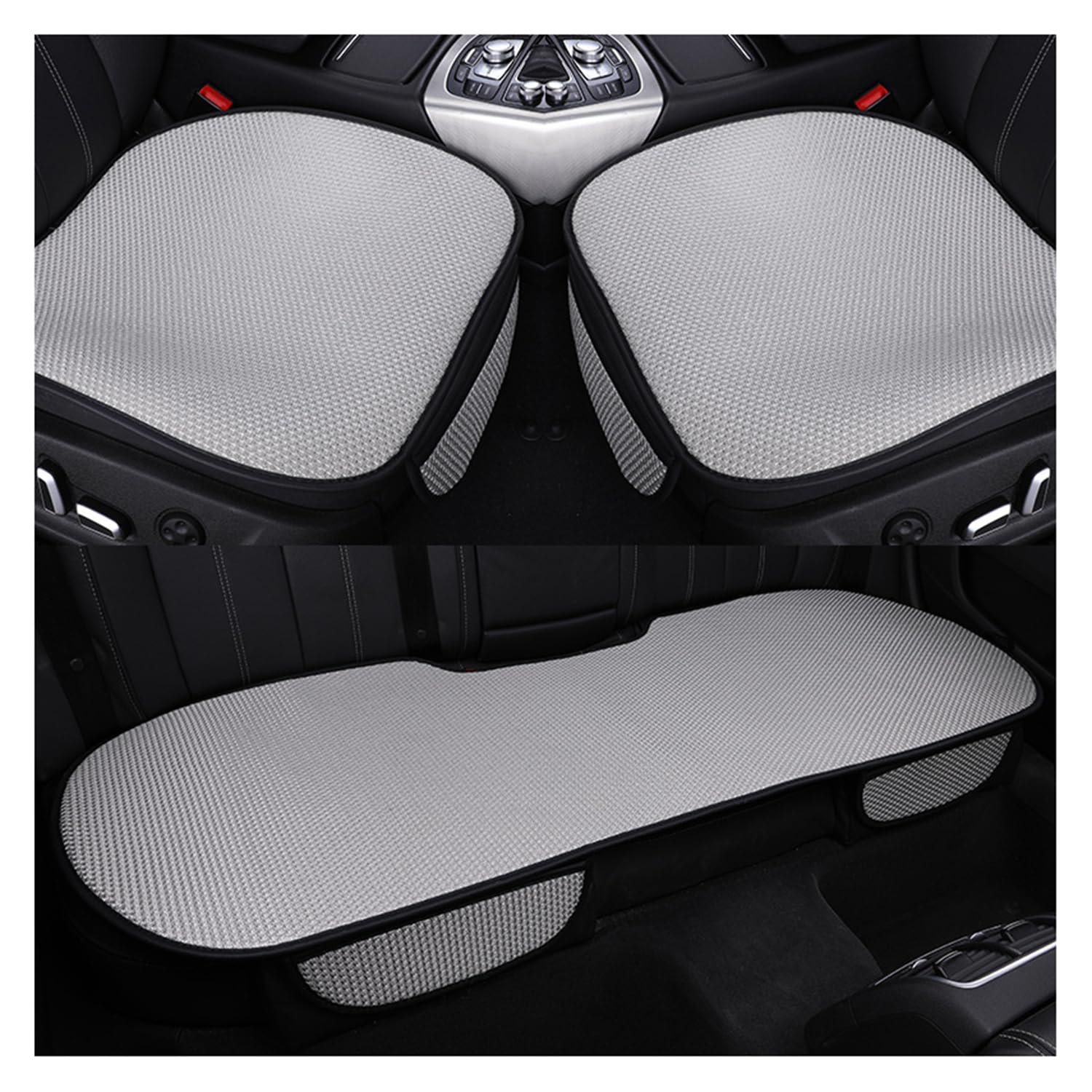 GQTMEUGTZ Car Seat Cushion 3 Piece Set for Mitsubishi Strada 1978-2025, Breathable Ice Silk Car Seat Covers Front Rear Protection Anti Slip Pad Set,B
