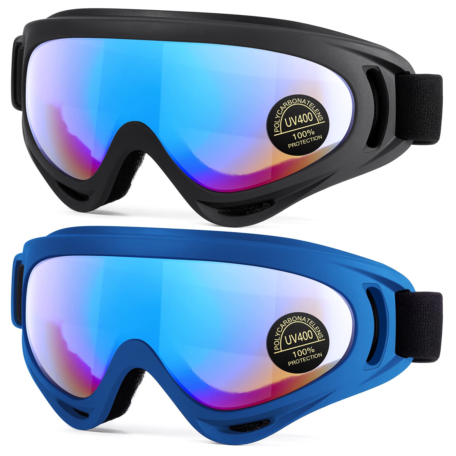 EasYoung 2-Pack Ski Goggles, Compatible Snowboard Goggles for Kids, Teens, Youth, Boys, Girls, Men and Women, Motorcycle Goggles, Wind Resistance Goggles โ image 1
