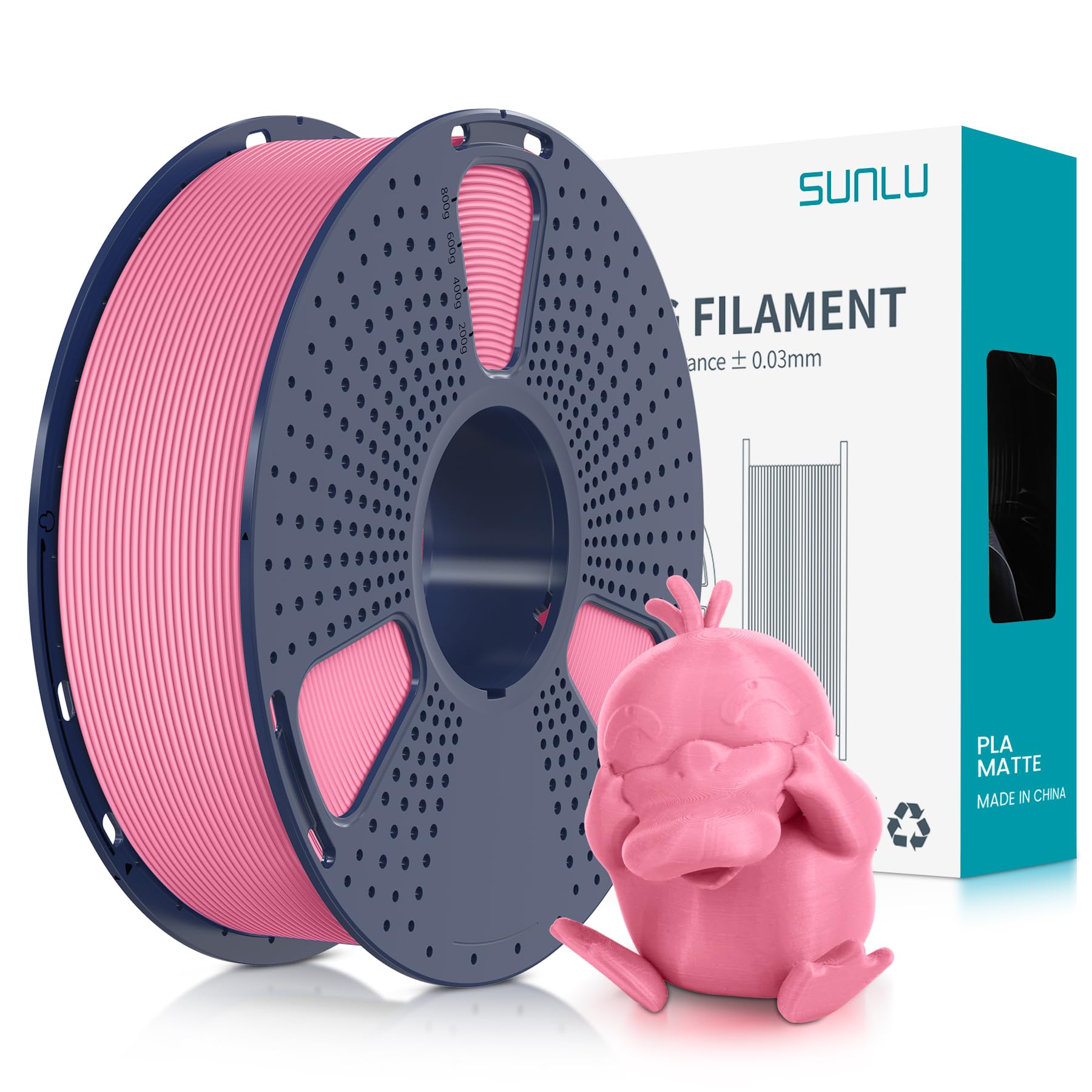 SUNLU Filamento PLA Matte 1.75 mm, Filamento per Stampante 3D con Superficie Opaca, Neatly Wound Filamento, Facile da Usare, 1kg Bobina(2.2lbs) di Filamento PLA per Stampanti FDM 3D,Rosa Matte