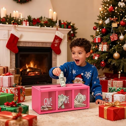 Miniatura 28 de Alcancía de madera para niños, caja de ahorro de dinero para adultos, bancos de niños para billetes y monedas, alcancía para niños y niñas, caja