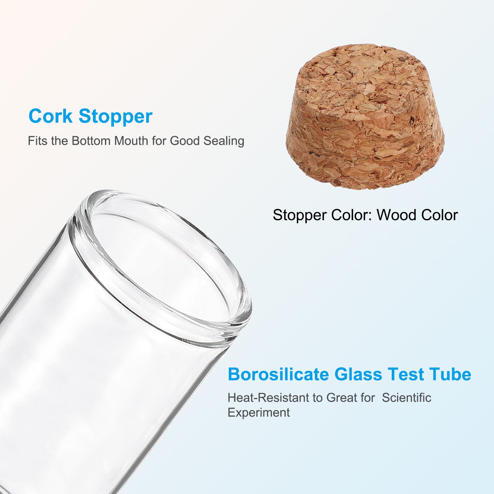PATIKIL Tubos de ensayo de 60 ml, 24 unidades, 4,72 x 1,18 cm, de cristal, con tapón de corcho, para fiestas, dulces, sales de baño, almacenamiento científico