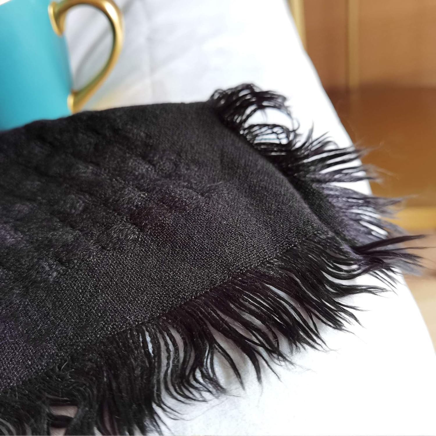 DISSA Knitted Blanket Textured Solid Super Soft Cozy Plush Lightweight Decorative Throw Blanket Fluffy Woven Blanket for Bed Sofa Couch Cover Living Bed Room (Black, 51"x63")
