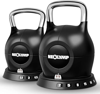 NEOLYMP Kettlebell Set 2-20 kg - 7-in-1 Kettlebell verstellbar für Ganzkörper-Workout Zuhause - Kugelhantel mit robustem Edelstahl-Handgriff für perfektes Schwungerlebnis