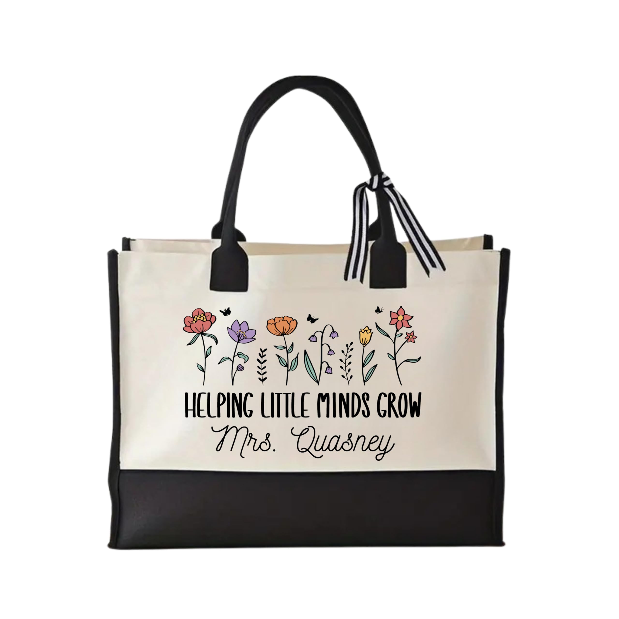 Personalized Teacher Tote Bag Custom Teacher Gift Appreciation Canvas Bag for Women Back to School Canvas Tote