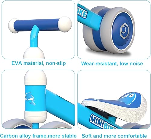 Miniatura 3 de Bicicletas de equilibrio para niños de 10 a 24 meses, juguetes para niños y niñas de 1 año, bicicleta de 4 ruedas, sin pedales para niños pequeños,