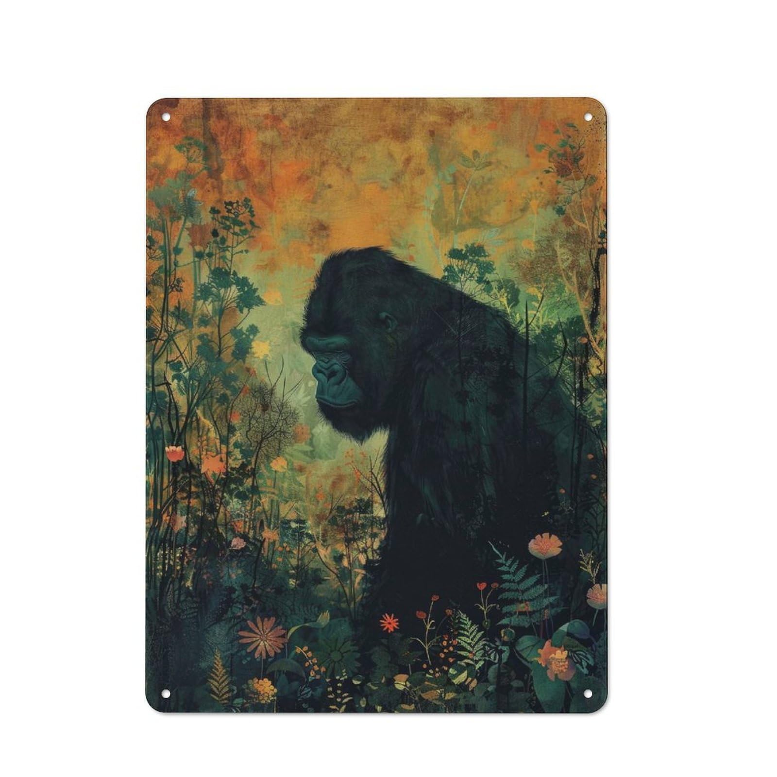 Junmoney Jungle Sentinel Tin Wall Plaque With Design 40X30cm, Farmhouse Rustic Kitchen Decor For Dining Room, Cafe, Entryway Or Family Room