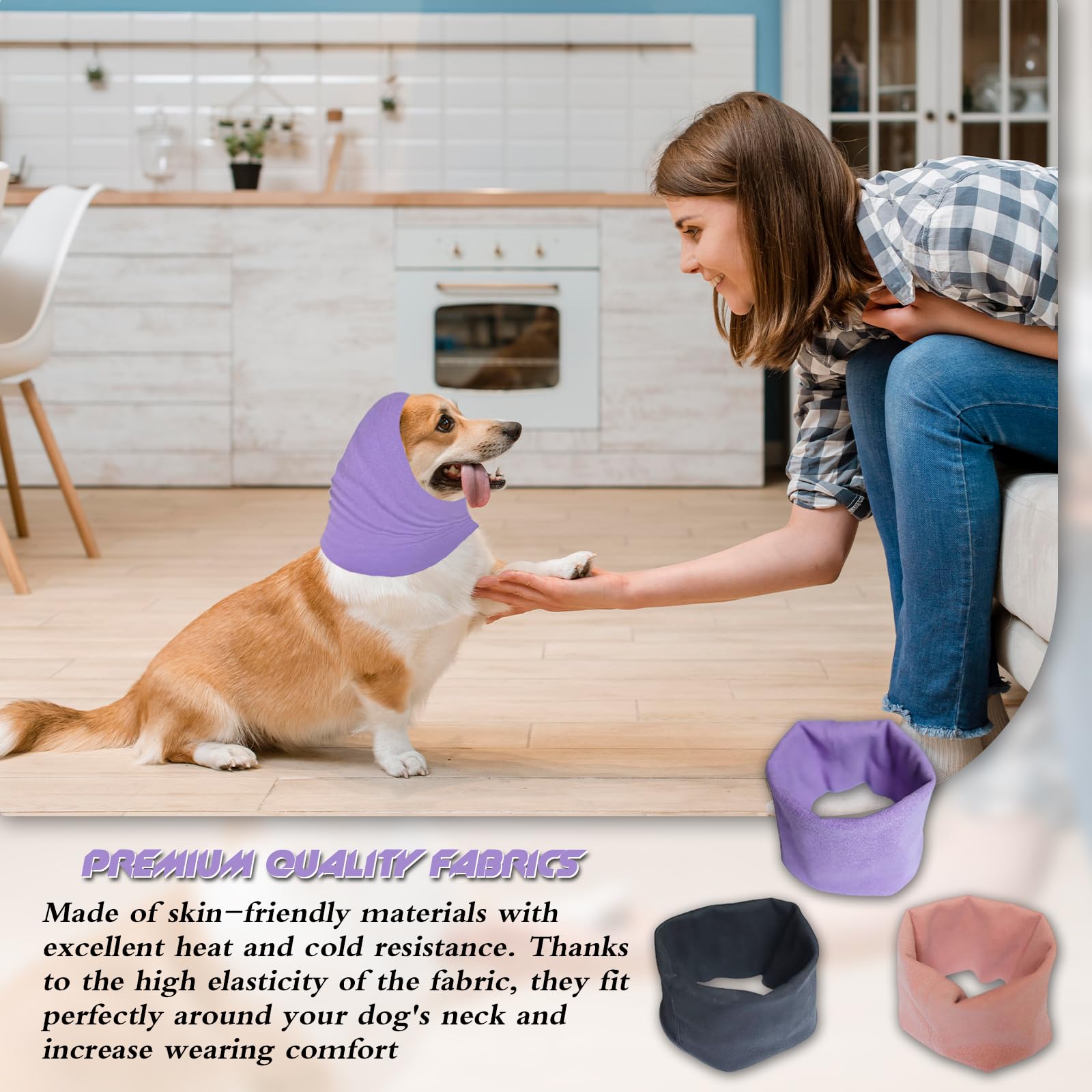 Copriorecchie per Cani - Set di 3 Cuffie Calde e Confortevoli in Nero, Viola e Rosa - Eleganti e Versatili - Protettive Antirumore per Orecchie
