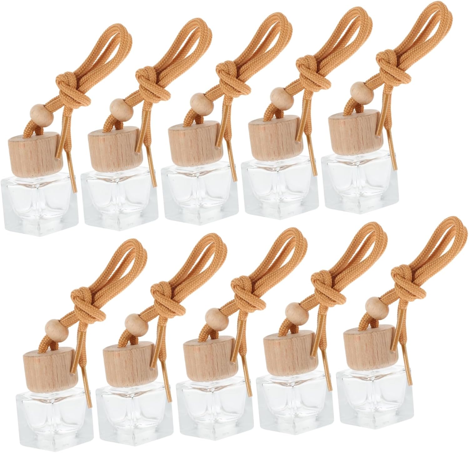 PRETYZOOM 10pcs Car Hanging Perfume Diffuser Bottles Transparent Compact Essential Oil Diffuser with Stylish Caps Decorative Car Accessories