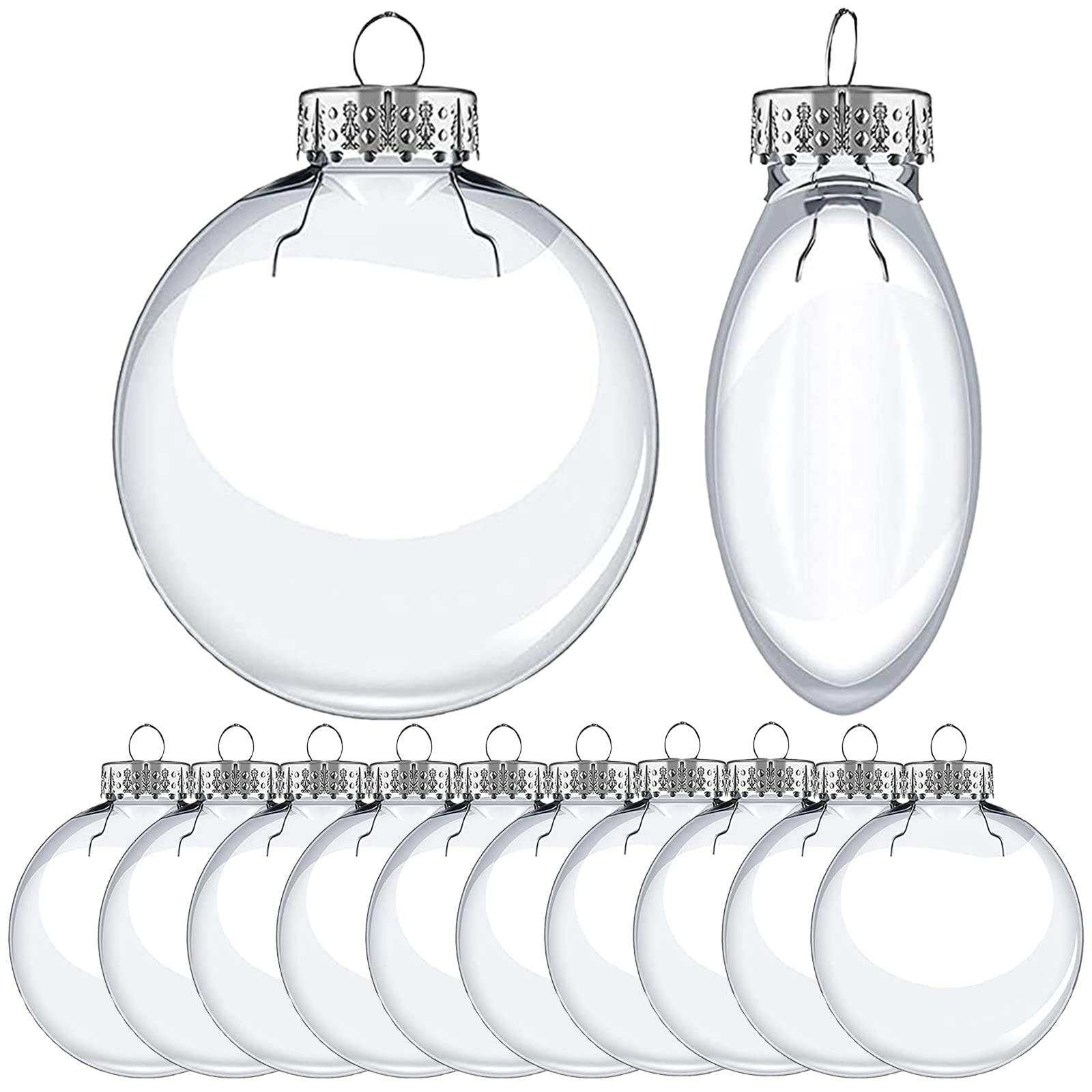 Wtpncil Clear Plastic Ornaments, Christmas Ornaments, Clear Plastic Balls, Clear Ornaments for Crafts - 24 PCS(3.15 inch)