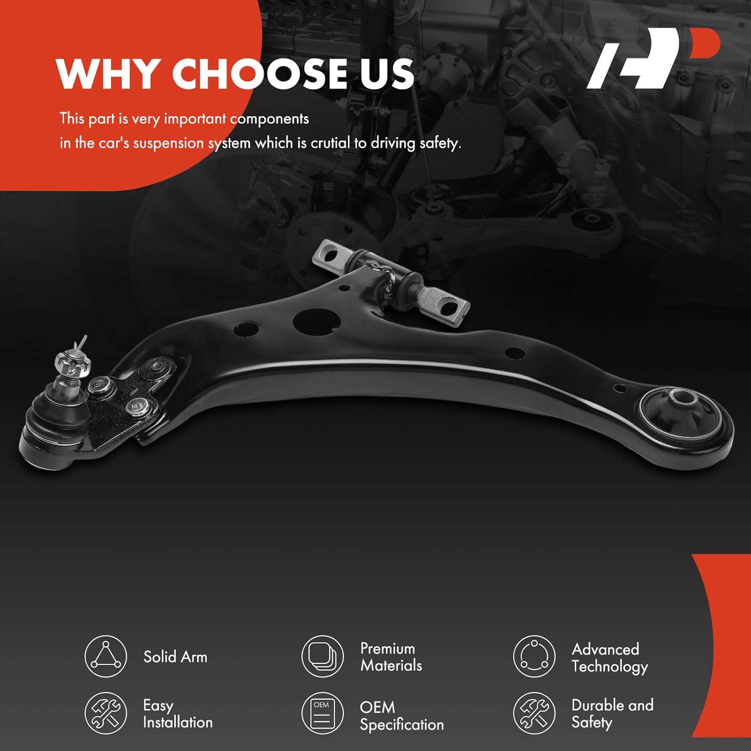 A-Premium Front Left Lower Control Arm, with Ball Joint & Bushing, Compatible with Toyota Camry 2007-2017, Avalon 2005-2018 & Lexus ES350 2007-2019, ES300h 2013-2018