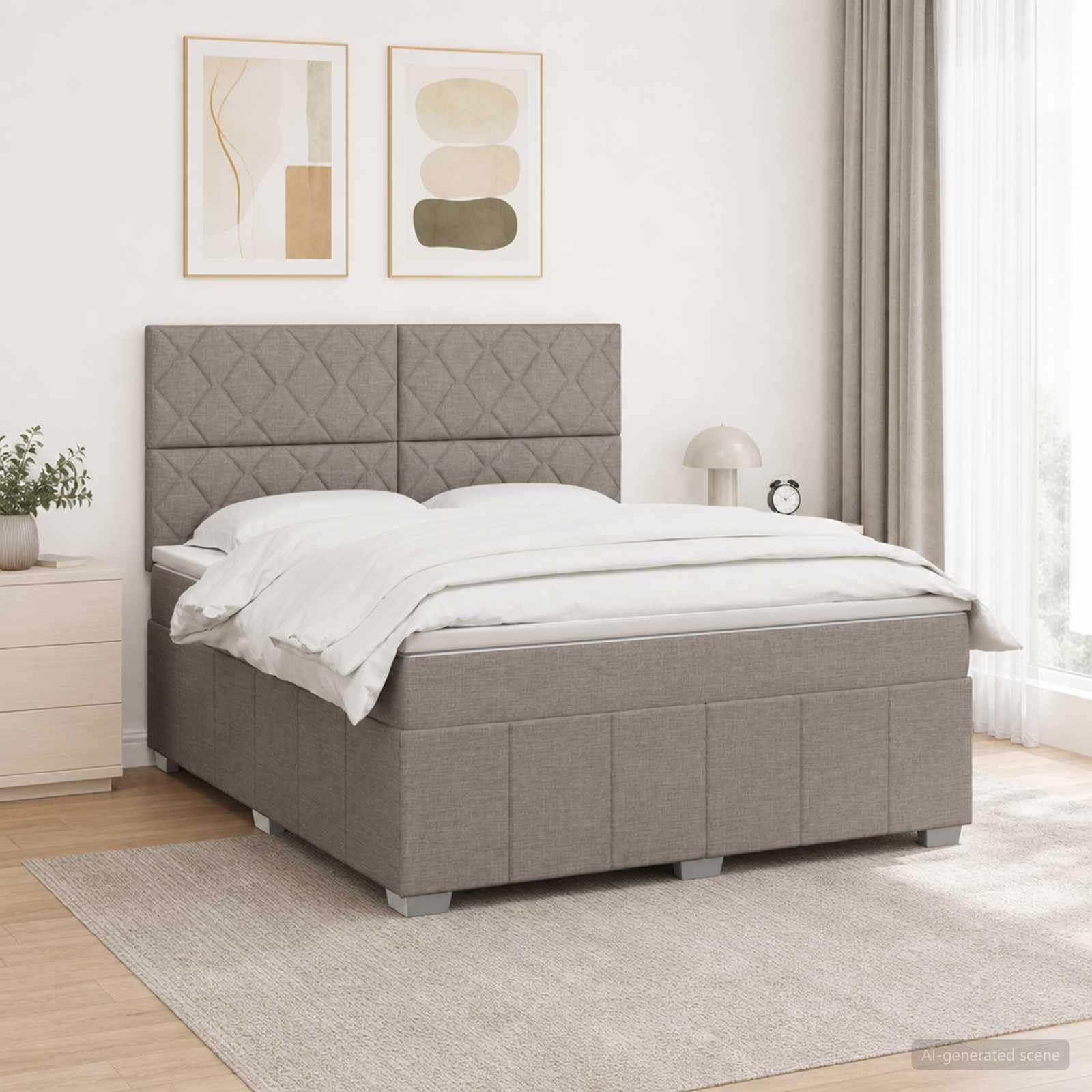 Łóżko sprężynowe z materacem taupe 160 x 200 cm