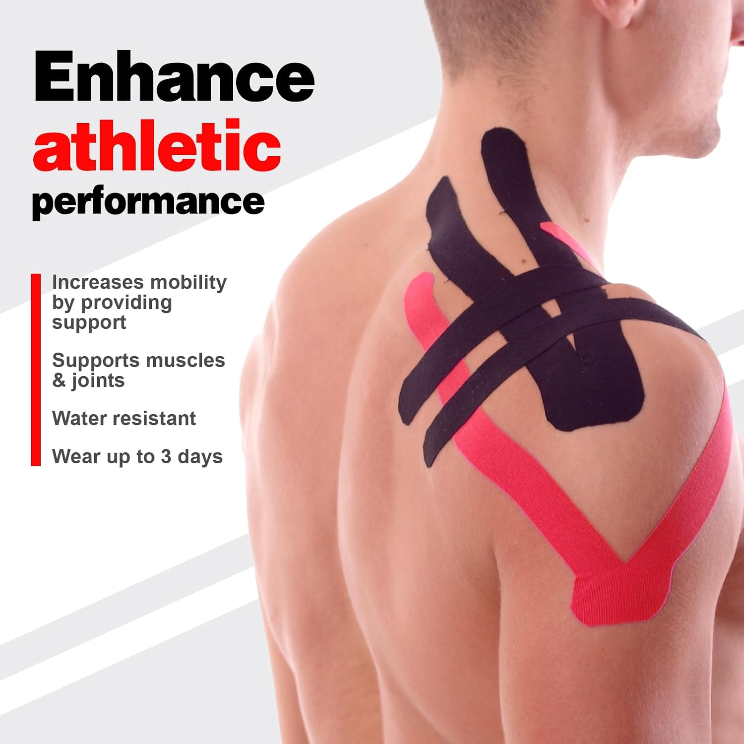 AZEN 3 Rolls Kinesiology Tape, 16.4 ft Waterproof Kinetic Tape for Joints Support and Muscle Pain Relief, Uncut Muscle Tape, Knee Tape, Athletic Tape - Black 7 AZEN 3 Rolls Kinesiology Tape, 16.4 ft Waterproof Kinetic Tape for Joints Support and Muscle Pain Relief, Uncut Muscle Tape, Knee Tape, Athletic Tape - Black - Image 5