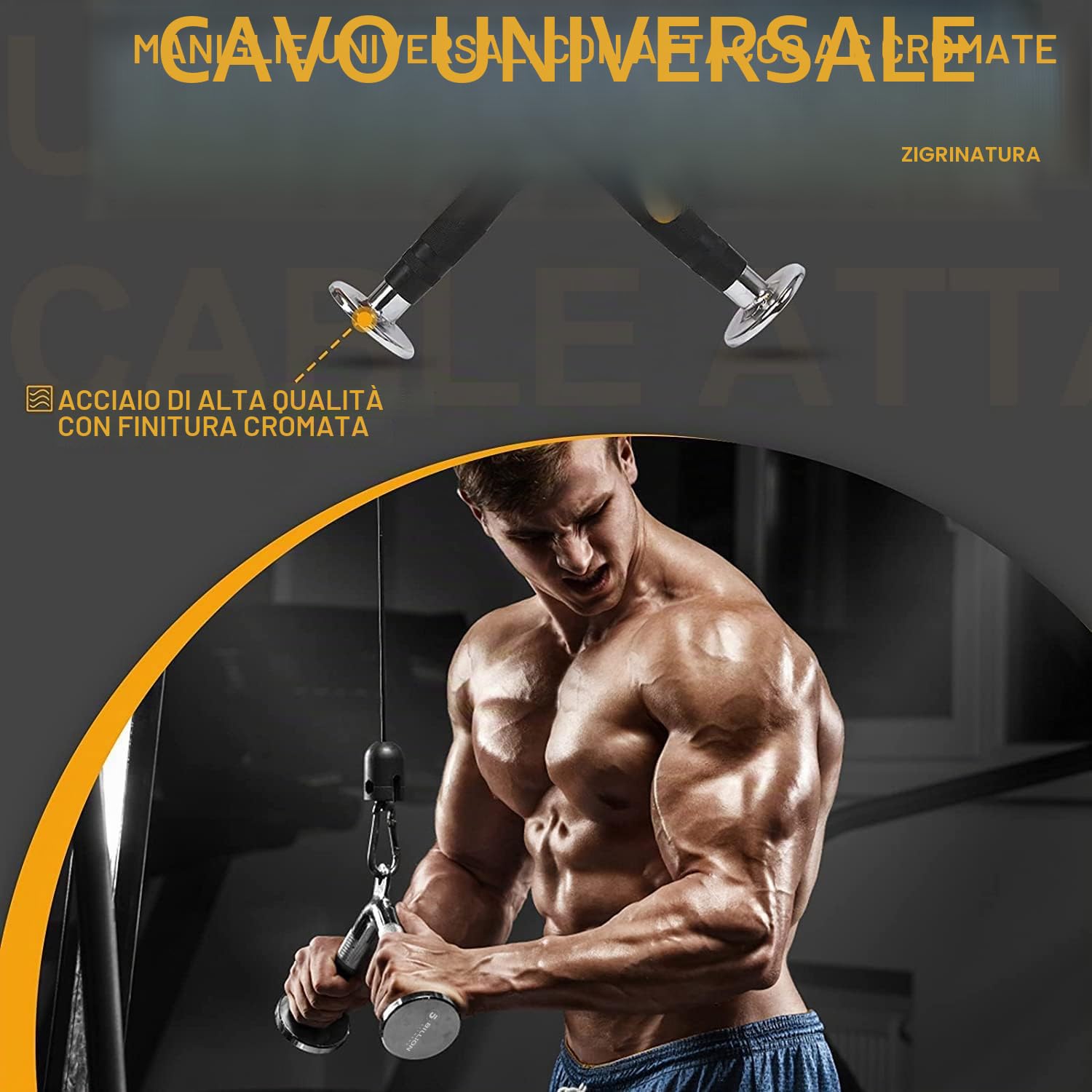 Premere Il Cavo per Tricipiti, Accessori per Il Peso, Impugnatura a con Rotazione, Tricipiti, Set Fitness, in Acciaio Massiccio