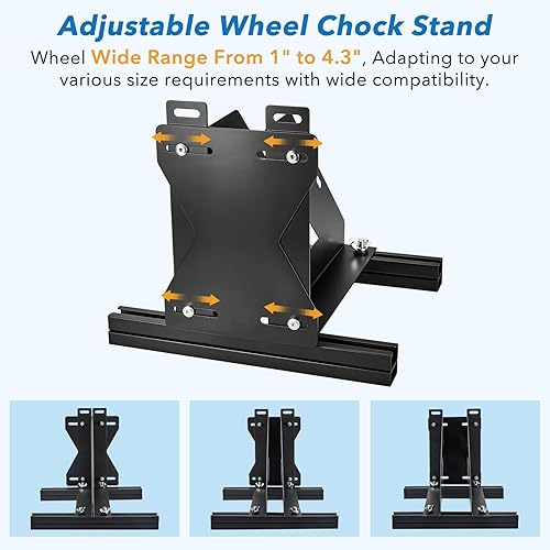Miniatura 4 de Soporte resistente para ruedas de motocicleta y bicicleta, rango ajustable para neumáticos de 1 a 4.3 pulgadas de ancho, estante de estacionamiento