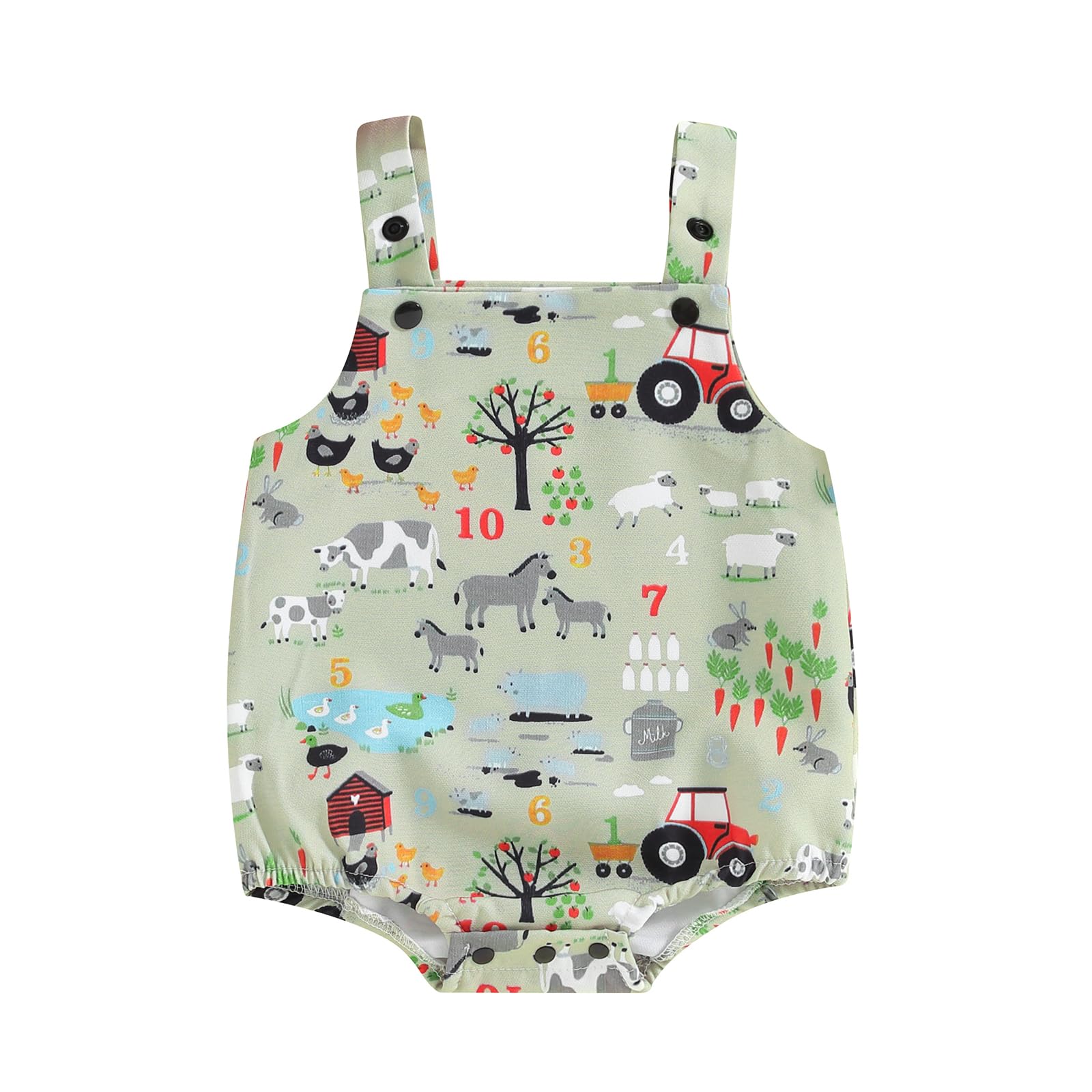 JLKGICF Western Baby Boy Girl Clothes Farm Animal Print Rompers 0 3 6 9 12 Months Overalls Newborn Summer Outfit (Multi-color, 0-3 Months)