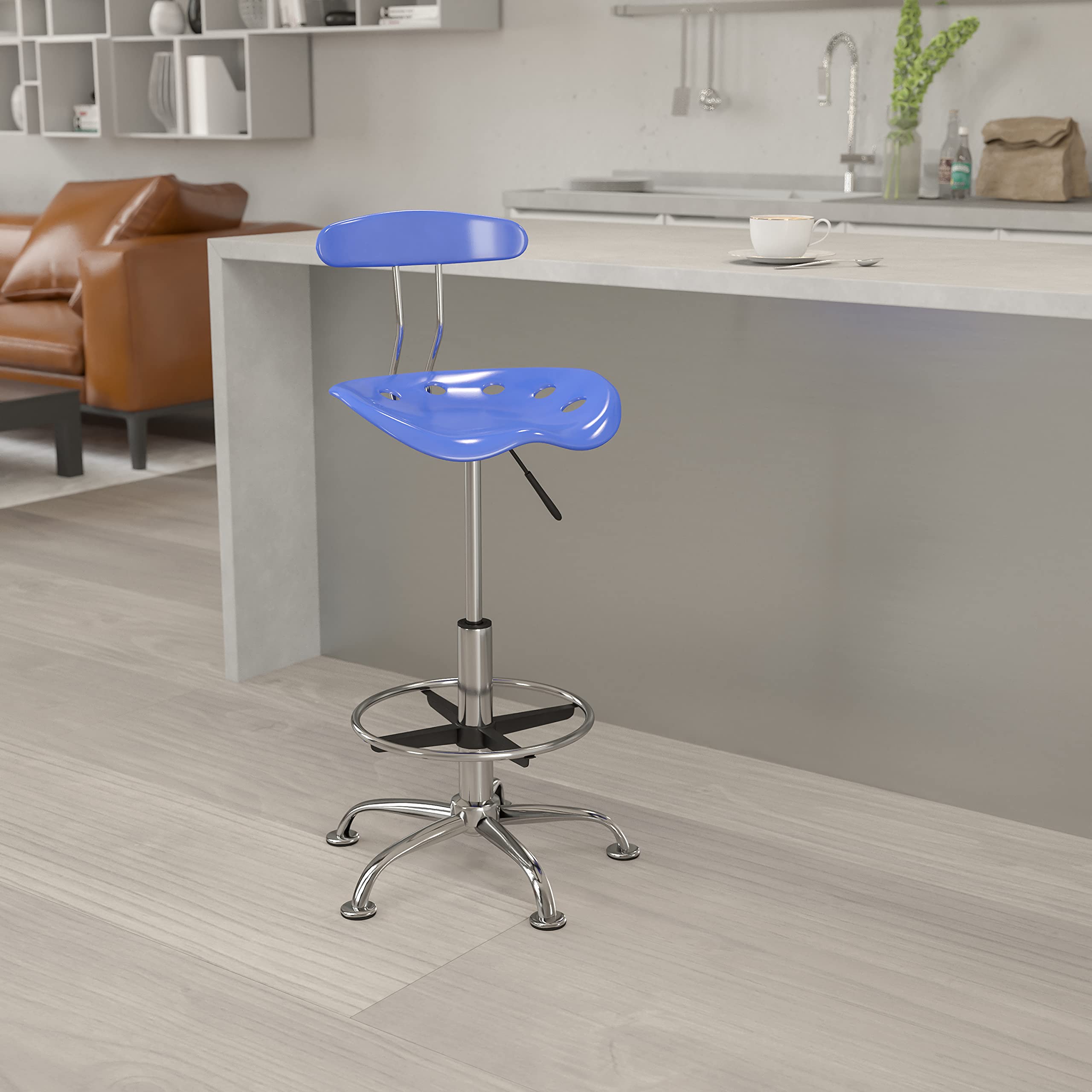 Flash Furniture Zeichenstuhl, Metall, Nautikblau, 50,8 x 43,8 x 104,1 cm