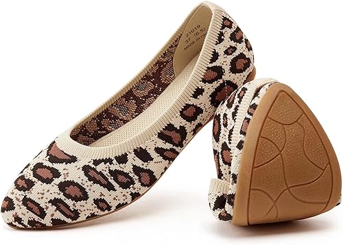Puxowe Ballerine pour Femme Pointue Tricot Chaussure Confortable Casual Mocassin