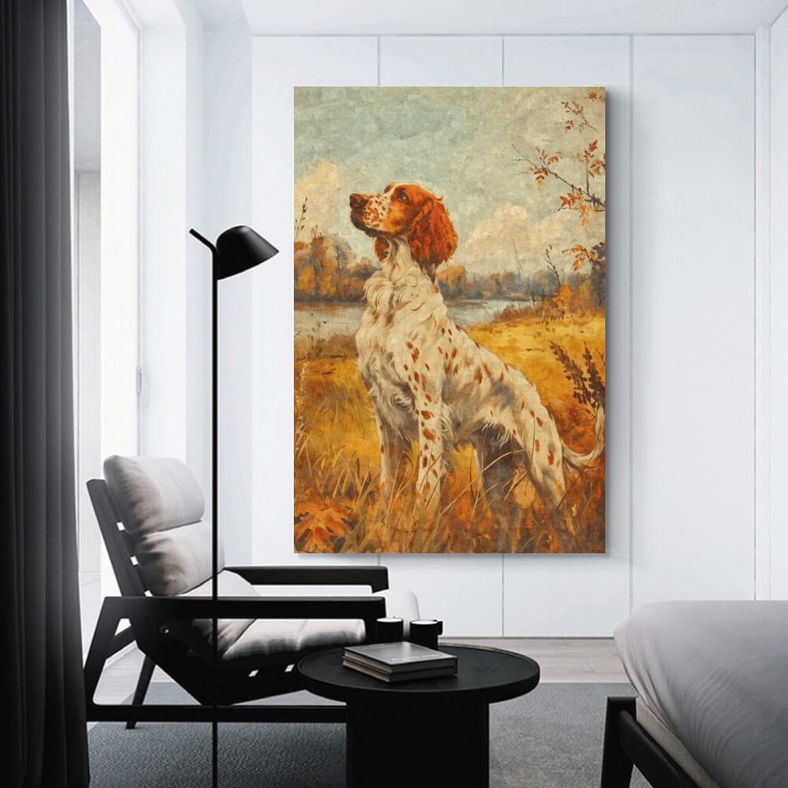 Junmoney Unframe-Style-10 English Setter Hunting Dog Art Print Canvas Wall Decor, 20X30inch(50X75cm), For Wall Displays, Bedrooms Or Room Updates, Wall Decor Suited To Curated Displays