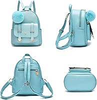 Vista 2 de I IHAYNER Mochila de moda para niñas y adolescentes, monederos de piel sintética con pompón, bolsa de hombro