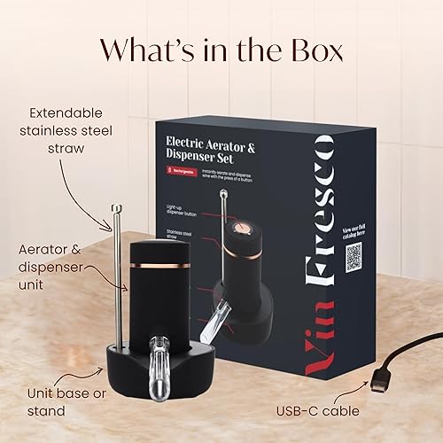 Miniatura 2 de Vin Fresco Dispensador eléctrico de vino y aireador de vino tinto, aireador eléctrico de vino con un botón, aireador de boquilla vertedor de vino