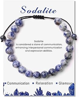 Handmade Crystal Bracelet for Women Men, 8mm Nature Stone Beaded Natural Stone Healing Crystal Jewelry