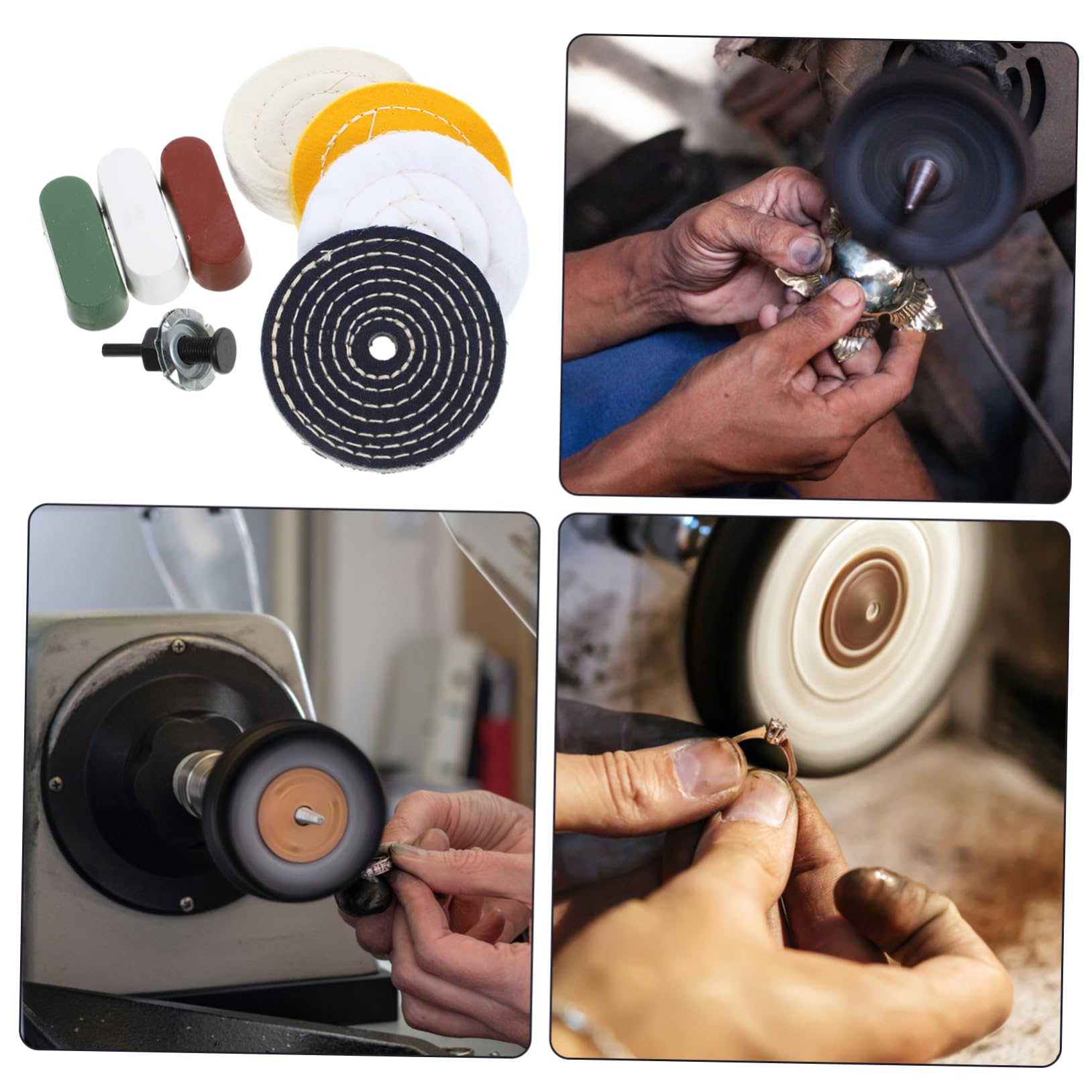 DINHEAROM 1 Set Buffing Polishing Wheel Compound Shank Set for Wood Carving Jewelry Polishing