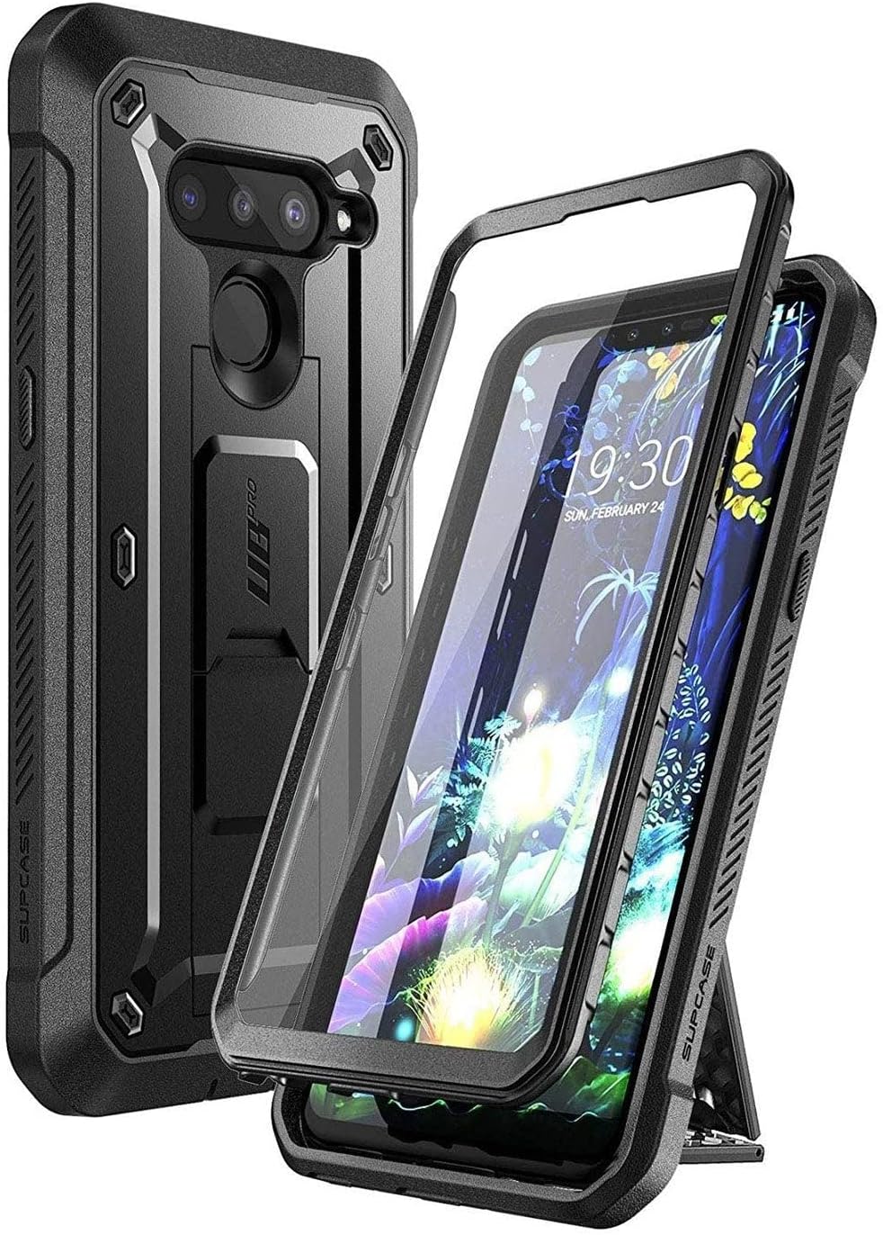 SUPCASE Unicorn Beetle PRO Series Case for LG V50 / LG V50 ThinQ 5G Case 2019, Full-Body Protective Case with Built-in Screen Protector Kickstand & Holster Clip (Black)