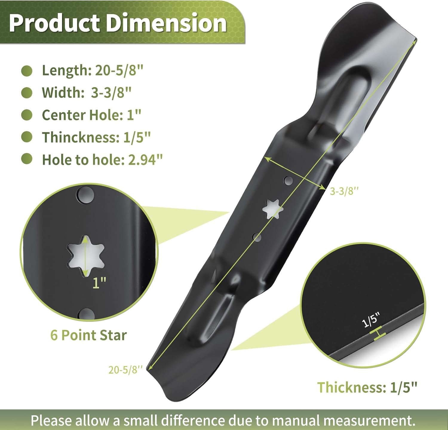 Keycci Cub Cad et 490-110-C187 Mower Blades Compatible with ZT2 ZT3 Ultima 60 Inch Deck, Mulching Lawn Hi Lift Mower Blades Replaces for 742-05620 M TD/T Roy Bilt 60'', 3 Pack