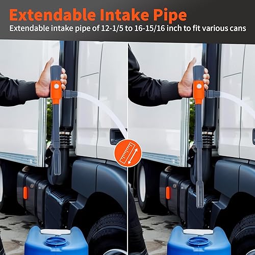 Miniatura 10 de Bomba de transferencia de combustible portátil (2.8 GPM) con boquilla manual, bomba de lata de gas con tubo de entrada extensible y manguera de