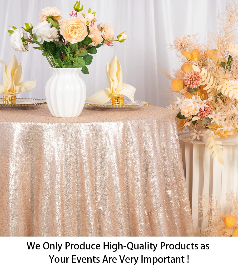 Tovaglia Rotonda Con Paillettes Nere - 304,8 Cm, Brillantini Lucidi Per Feste Di Compleanno, Matrimoni E Eventi