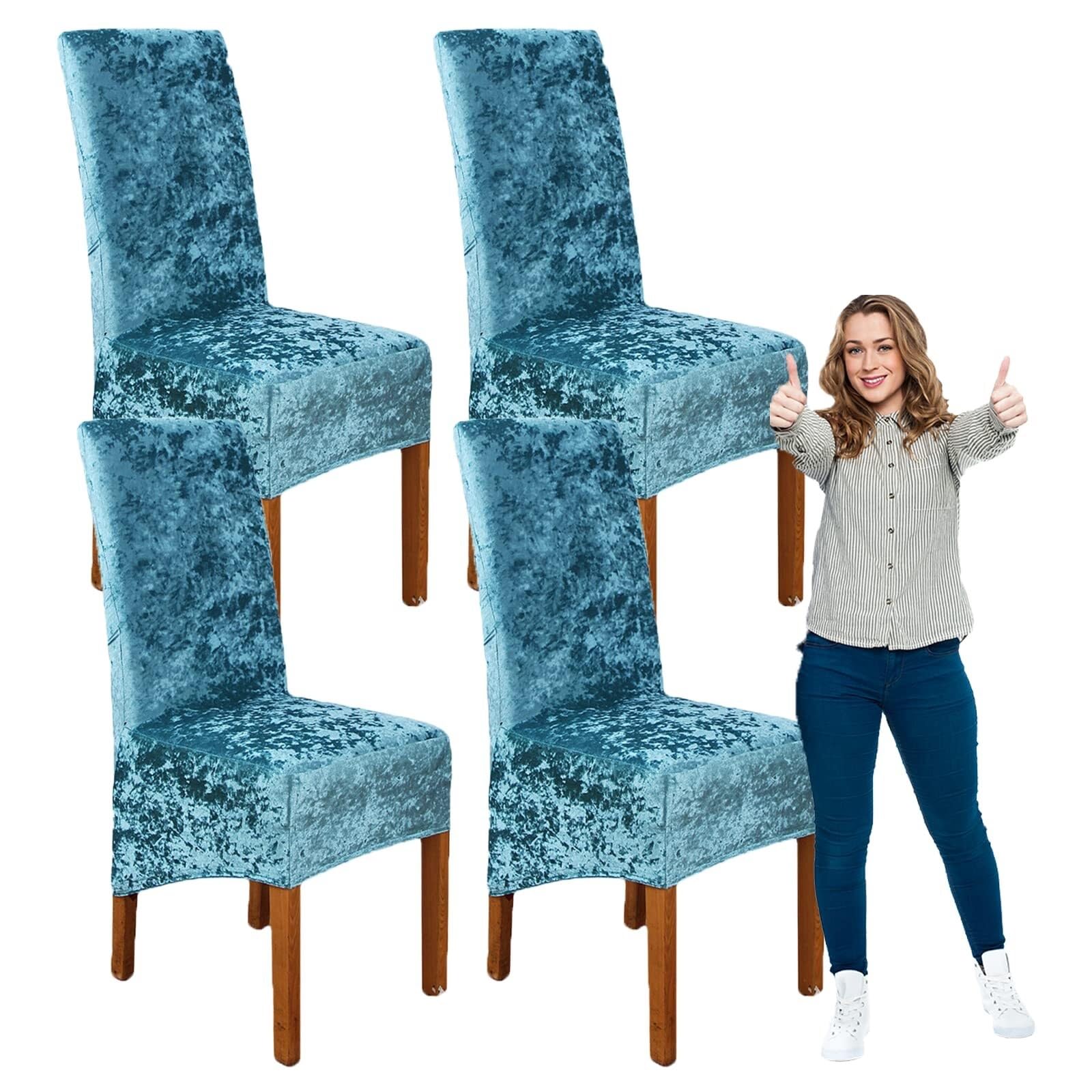 NMVAWIPT Crushed Velvet XL Dining Chair Covers, Elastic Stretch Protective Slipcovers, Ideal For Hotel, Wedding Banquet, Party(#69,4pcs)