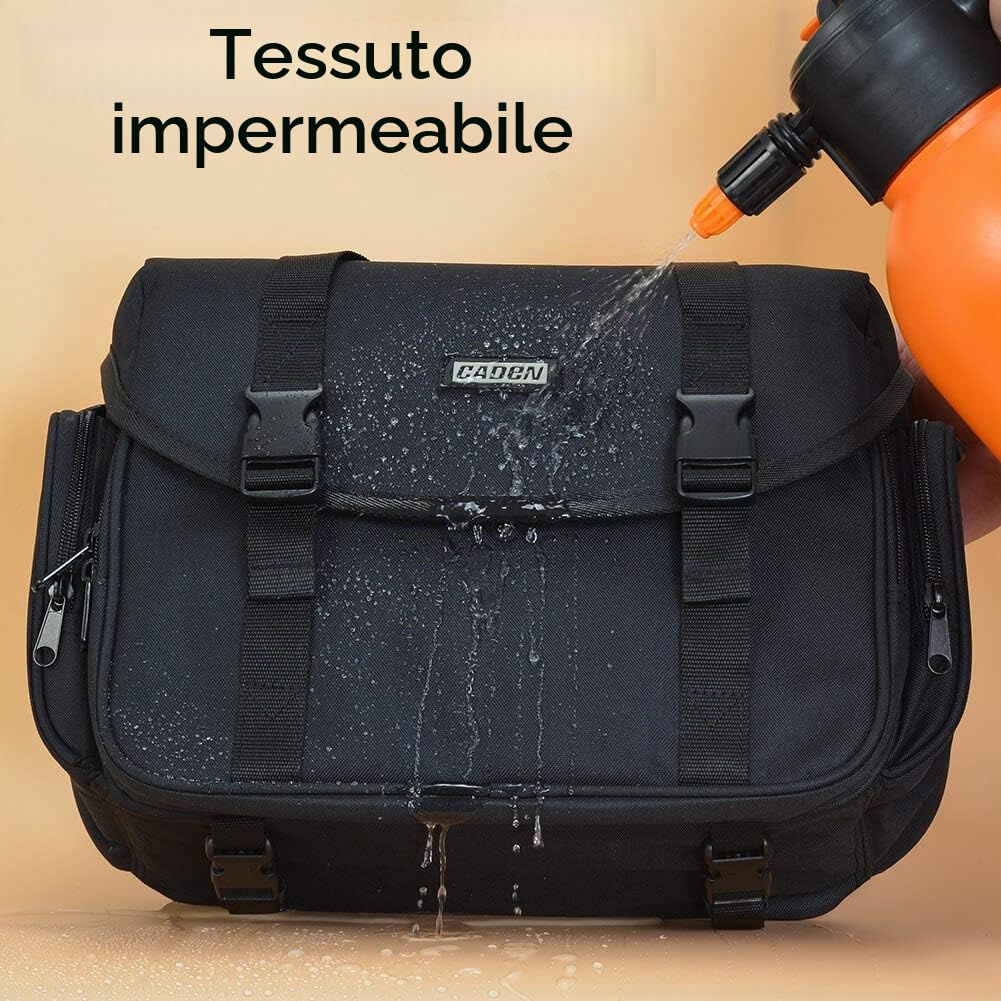 CADeN Grande Borsa Fotografica Tracolla Borse Fotografiche Custodia Fotocamera con Titolare Tripode per Macchina Fotografica Reflex Nikon Canon Sony DSLR Accessori e Viaggio, Idrorepellente su Spruzzo