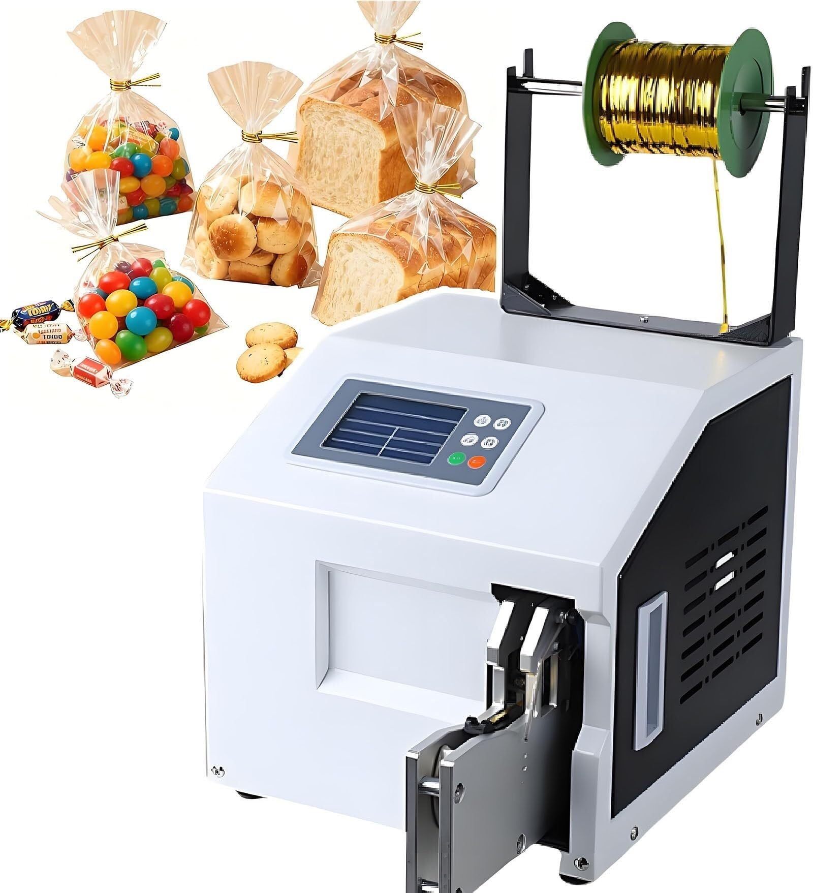 XNXYSMKJ Automatic Twist Tie Machine,Smart Induction Wire Sealer for Bakery Supermarket Toys Bag Closure,Digital Screen Bundling Equipment No Winding Needed,Versatile Bundling Applications