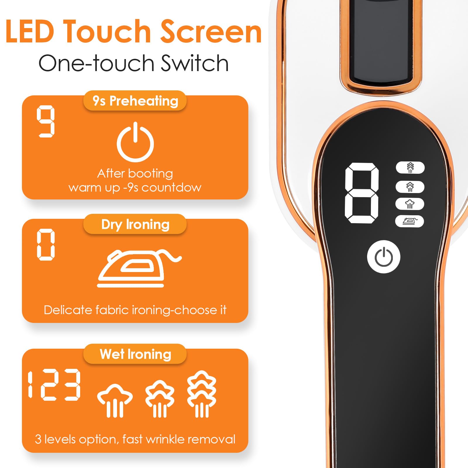 Mini Ferro Da Stiro Con Display LED E 4 Livelli Di Vapore, Ferro Da Stiro Da Viaggio Portatile Pieghevole Da 1190 W, Piccolo Ferro Da Stiro A Vapore