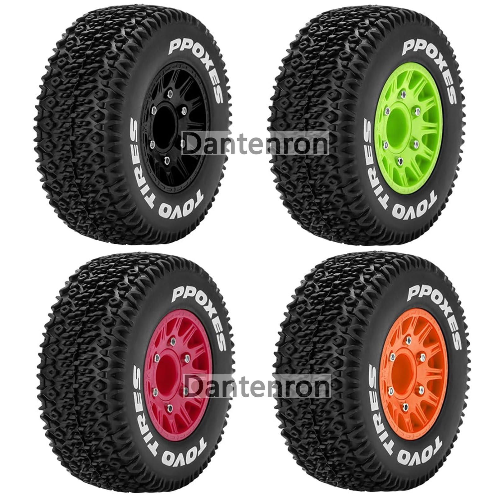 Lot De 4 Pneus RC Pour HSP 1/10 Short Course Truck - Caoutchouc, Moyeu Hexagonal 12mm - Pneus Collés Prêts à Monter