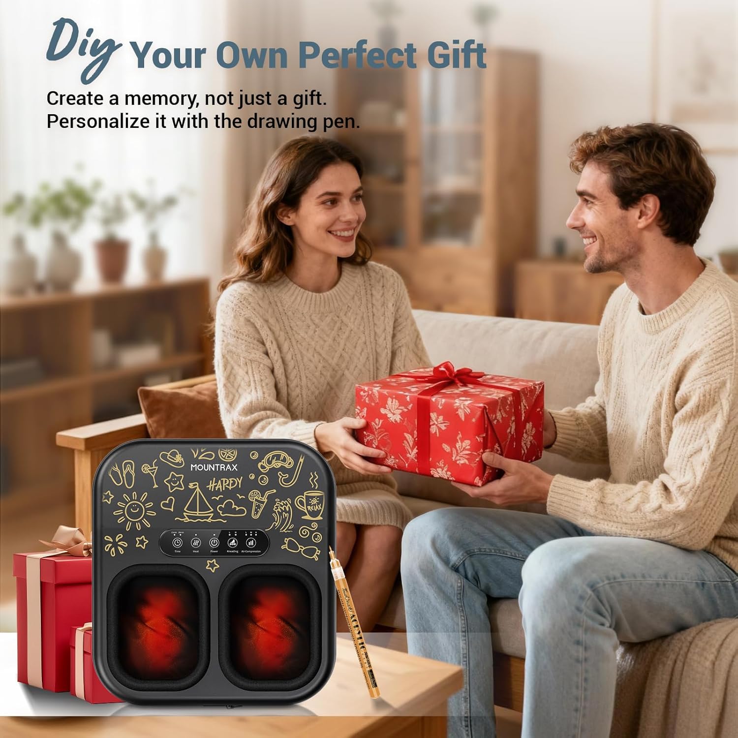 MOUNTRAX Foot Massager with Heating, Compression, Deep Shiatsu Kneading Electric for Plantar Fasciitis, Neuropathy, Improve Circulation and Pain Relief for Father and Mother's Day Gifts