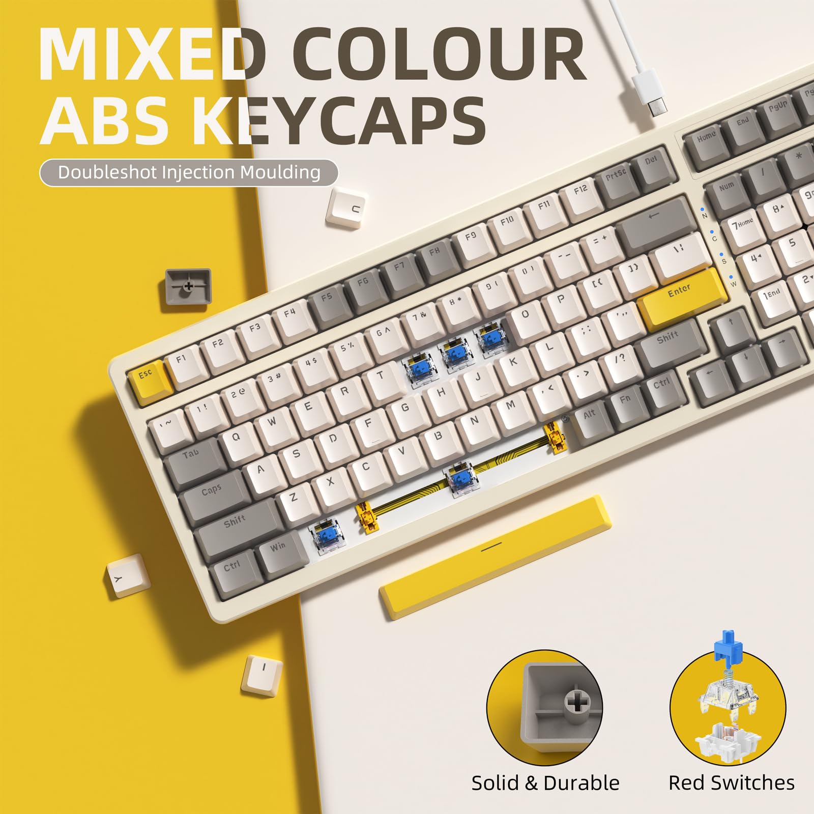 MAGIC-REFINER K3MAX mechaniczna klawiatura do gier, klawiatura przewodowa z podświetleniem RGB, Apex Pro TKL Hot-swappable 100 klawiszy Anti-ghosting niebieski przełącznik z klawiaturą numeryczną, dla