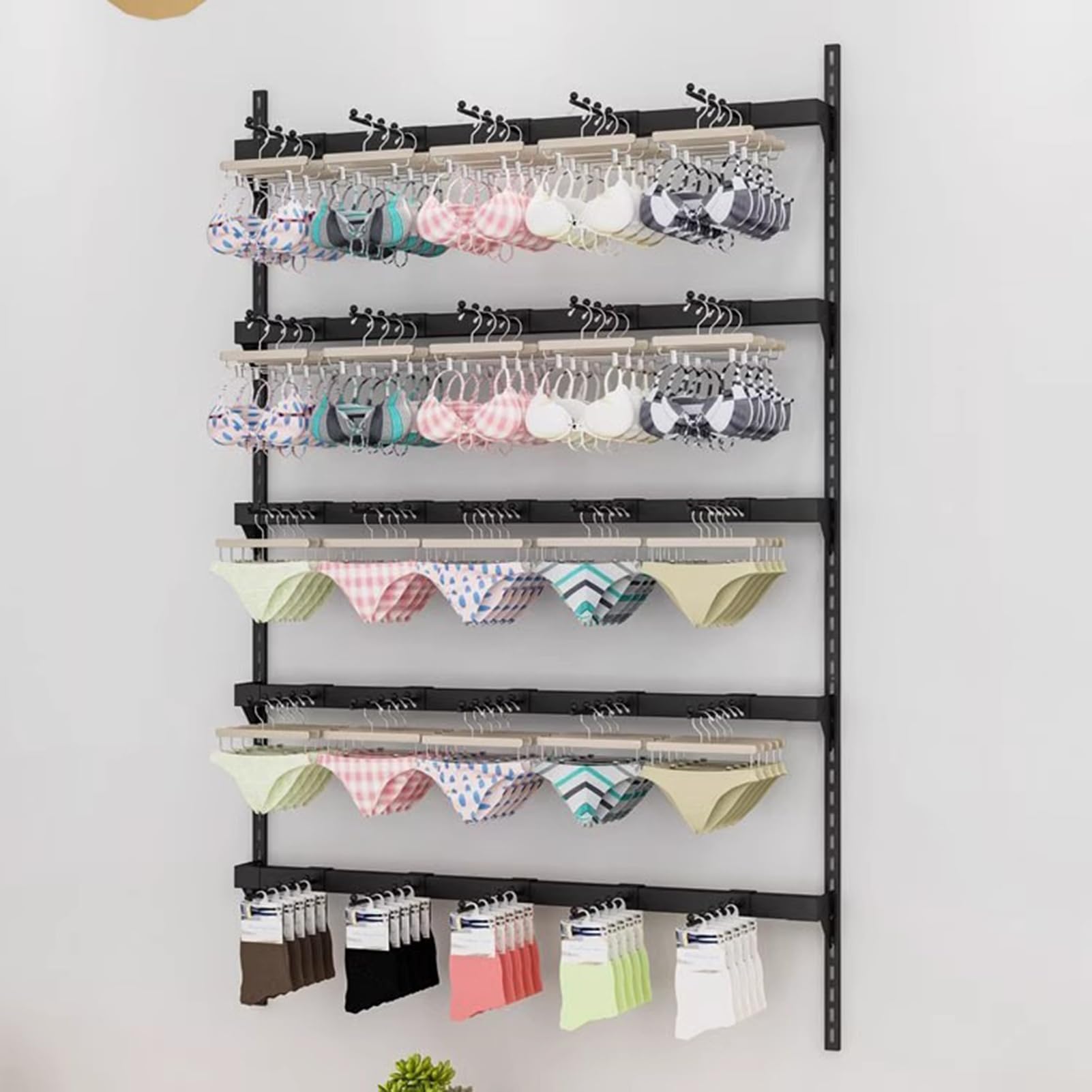 DETMOL Wall-mounted lingerie and bra display stand for retail stores/boutiques, lingerie display stand, clothing stores, farmers market display stand