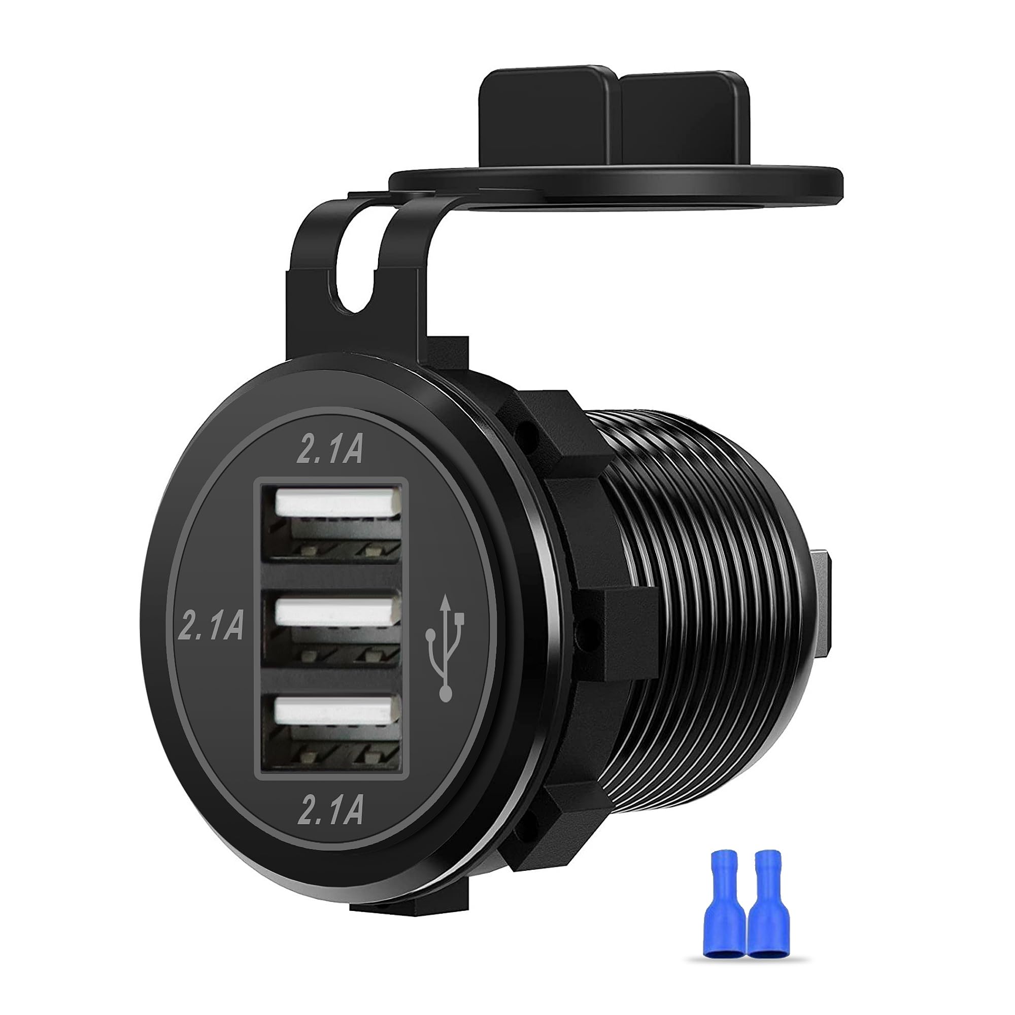 12V USB Outlet, 3 USB Charger Socket 12V/24V Car USB Charger Socket for Car Boat Marine Bus Truck Golf RV Motorcycle and More 1-Pack, SUCW0816-1P-image-48