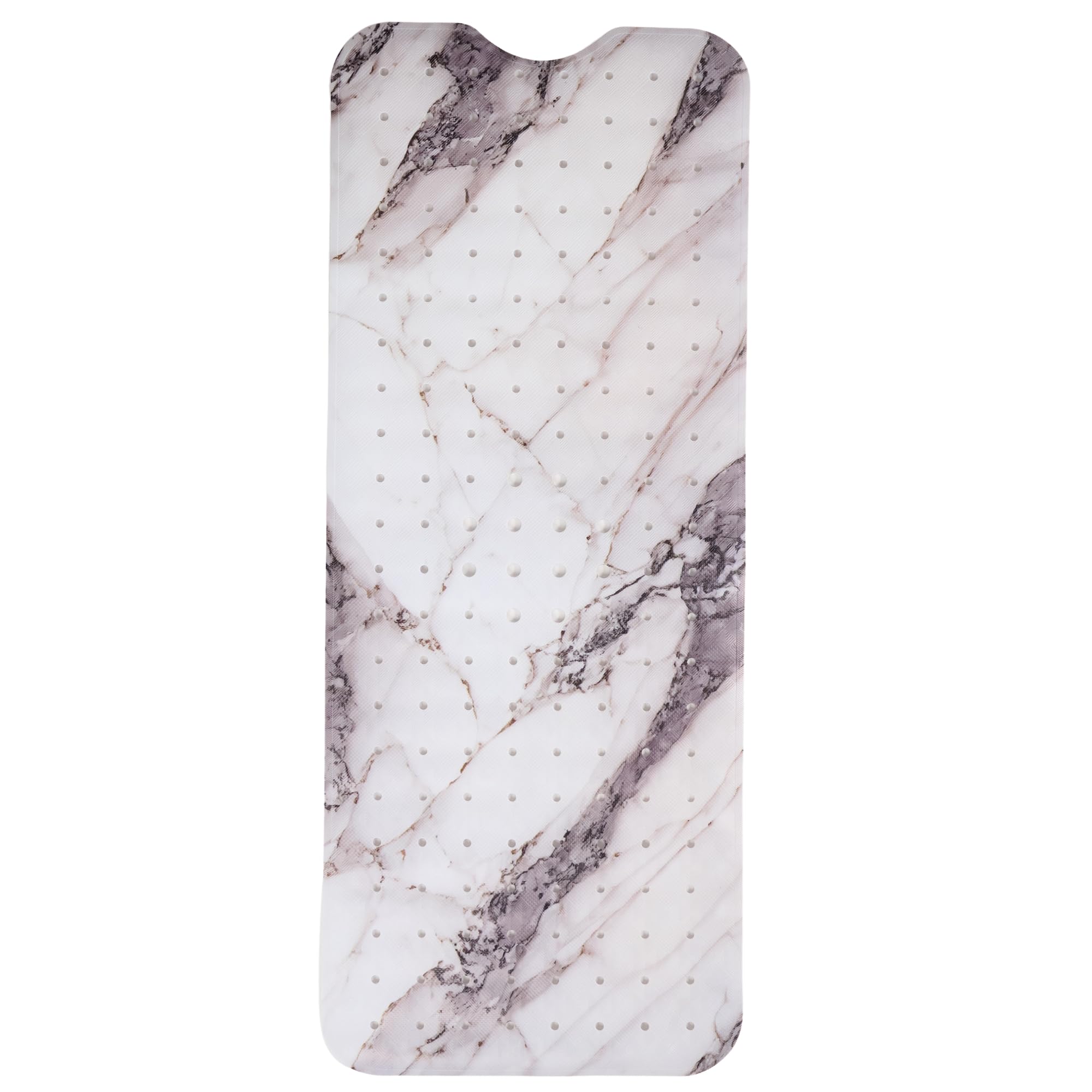 ENKOSI Bath Mat – Large 40 x 16 Inch Non-Slip Bathtub Mat with Suction Cups & Drain Holes – Extra Long Shower Mat for Tub with Marble Print Design (