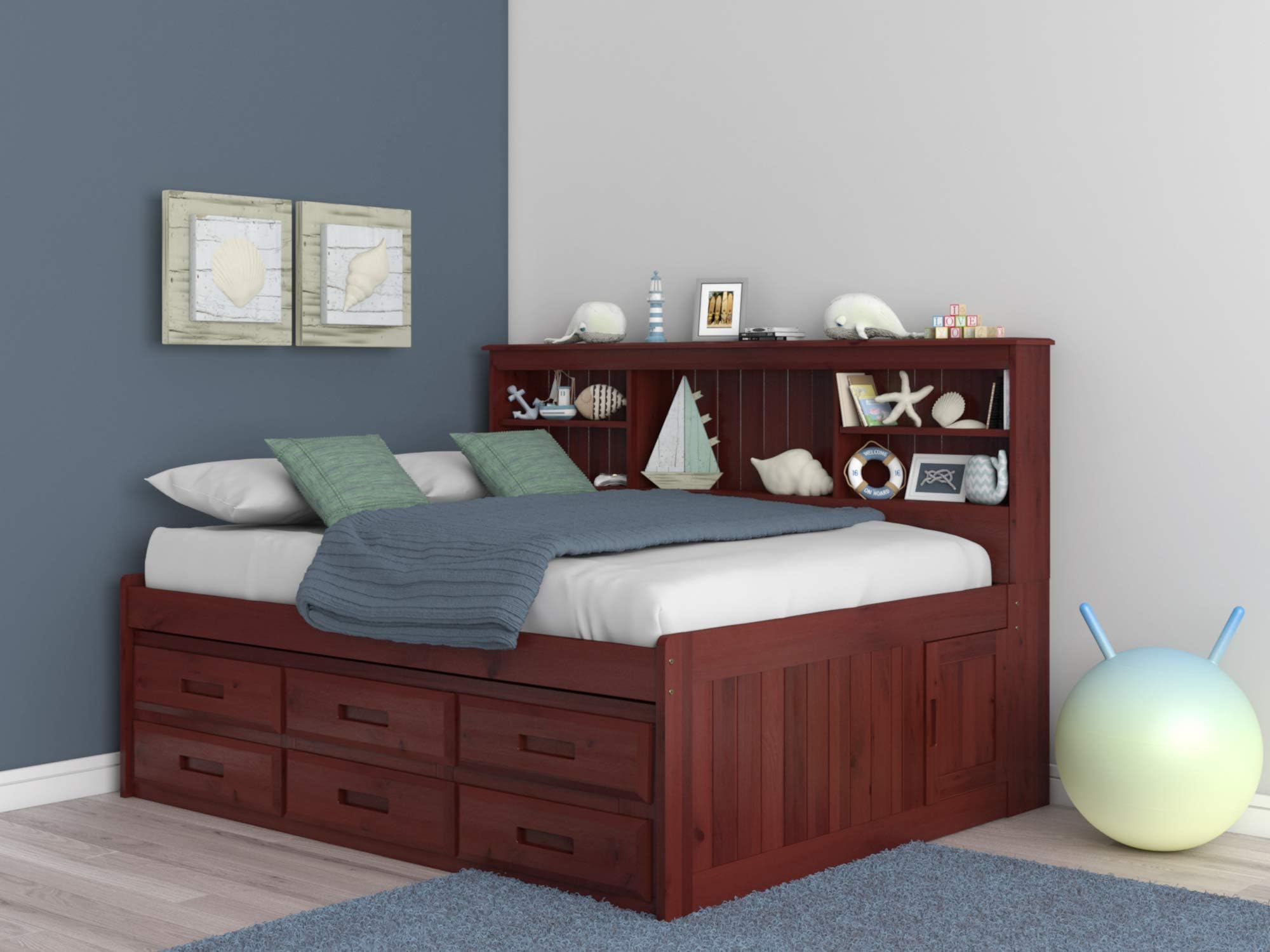 Discovery World Furniture Full Bookcase Daybed with 6 Drawers Merlot