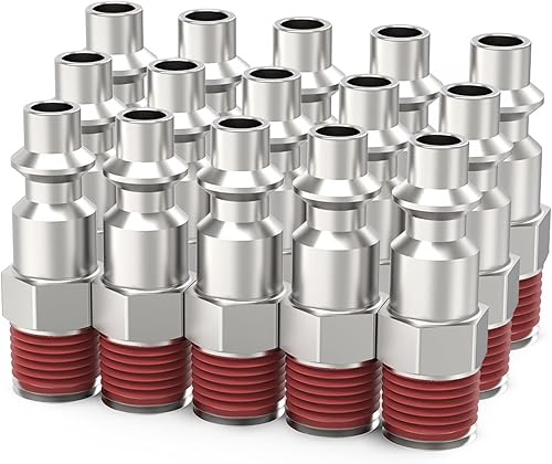ChillWaves Enchufe de aire industrial, enchufes neumáticos macho NPT de 1/4", accesorios para compresores de aire (paquete de 15)