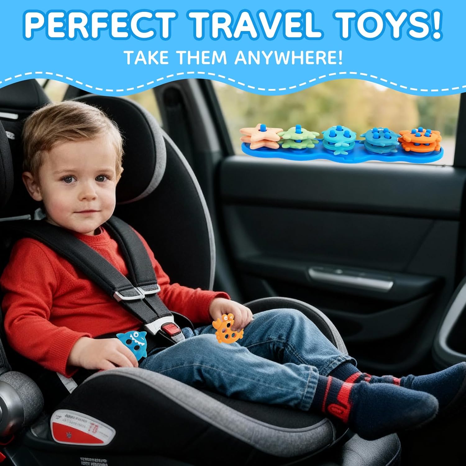 Baby Bath Toys for Toddlers 1-3 Years, Silicone Stacking Bath Toy Set with 10 Textured Floating Pieces, Color and Shape Sorting Bathtub Toys, Early Learning Educational Sensory Toys for Toddlers - Image 4