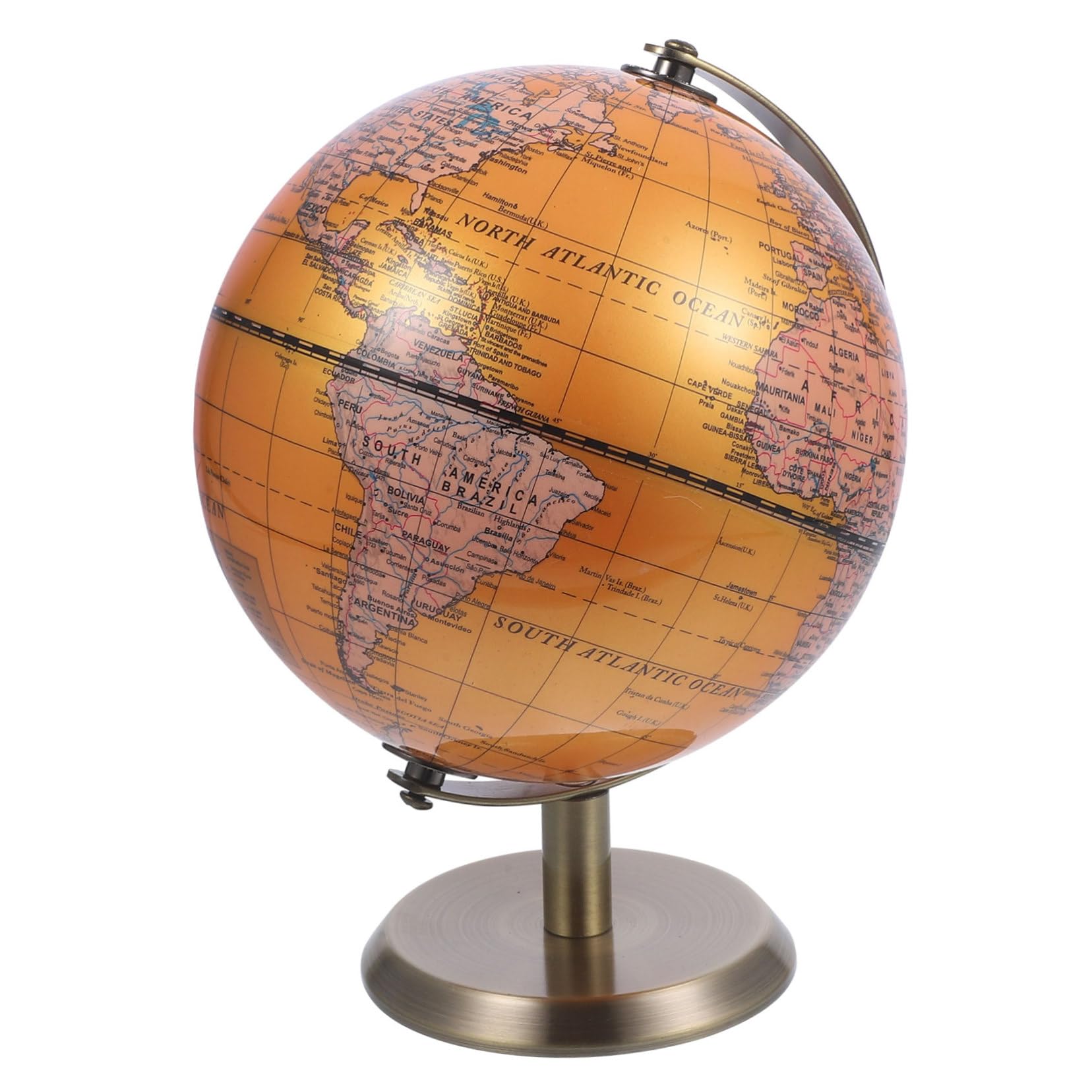 Globo Terráqueo Decorativo Europeo Giratorio Adorno de Mesa para Oficina Hogar Enseñanza Geografía Diseño Elegante y Material Abs y Aleación