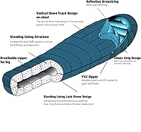 Vista 5 de Mountaintop Saco de dormir ultraligero de plumón tipo momia con relleno de plumón de pato de 650 puntos de llenado, adecuado para 32 grados F