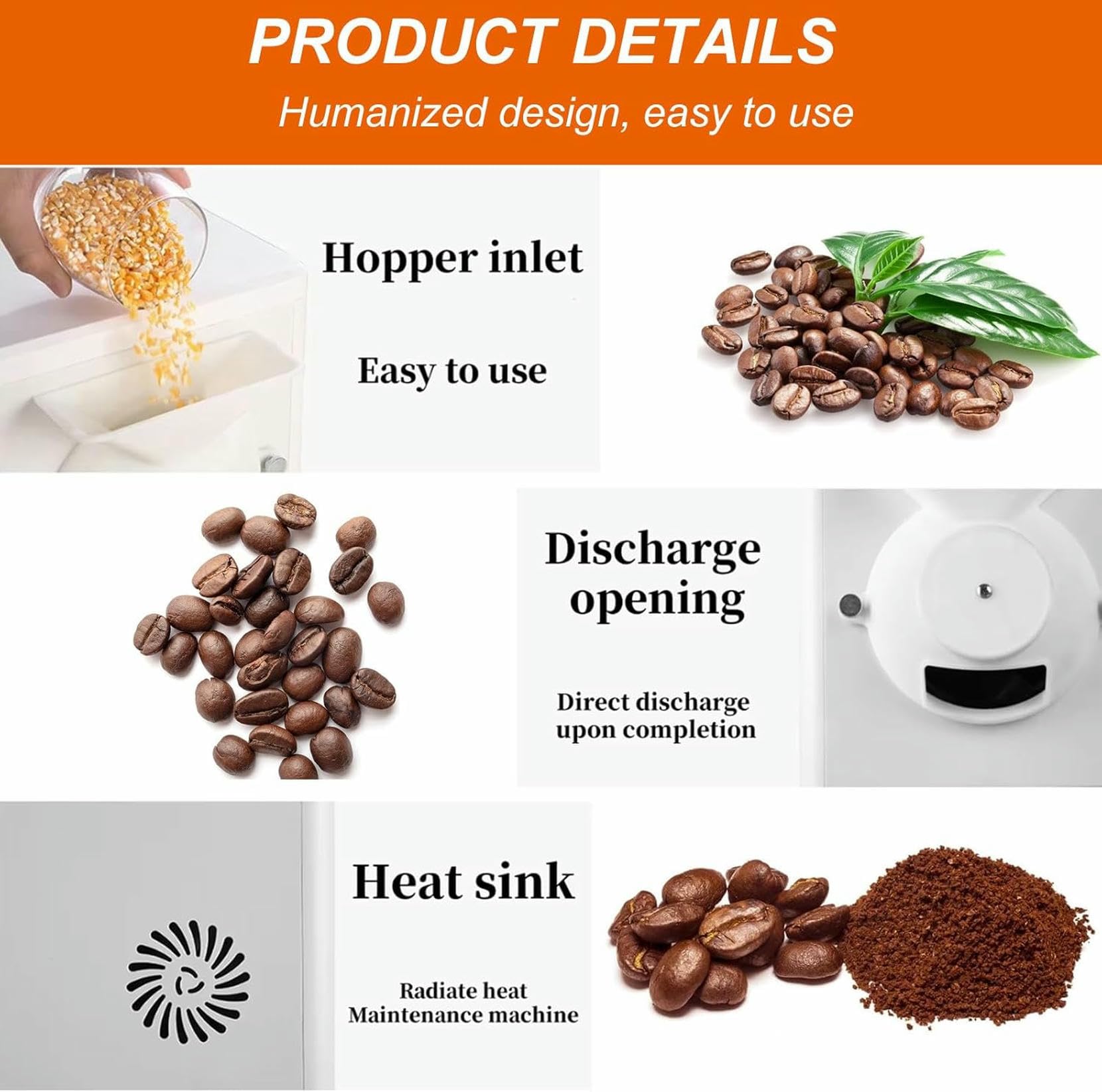 Tostadore per caffè A Tamburo Domestico, Piccola Macchina Elettrica per Arrostire Fagioli di caffè A Calore, Grande capacità, per La Tostatura, Frittura (220V)