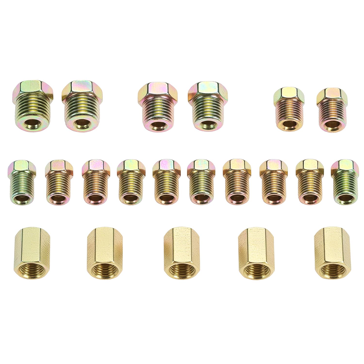 QWORK® Abocardador de línea de freno de 4.75 mm, tubo de frenos chapado en cobre de 4.75 mm x 7.6 m con 16 conexiones + 5 conectores